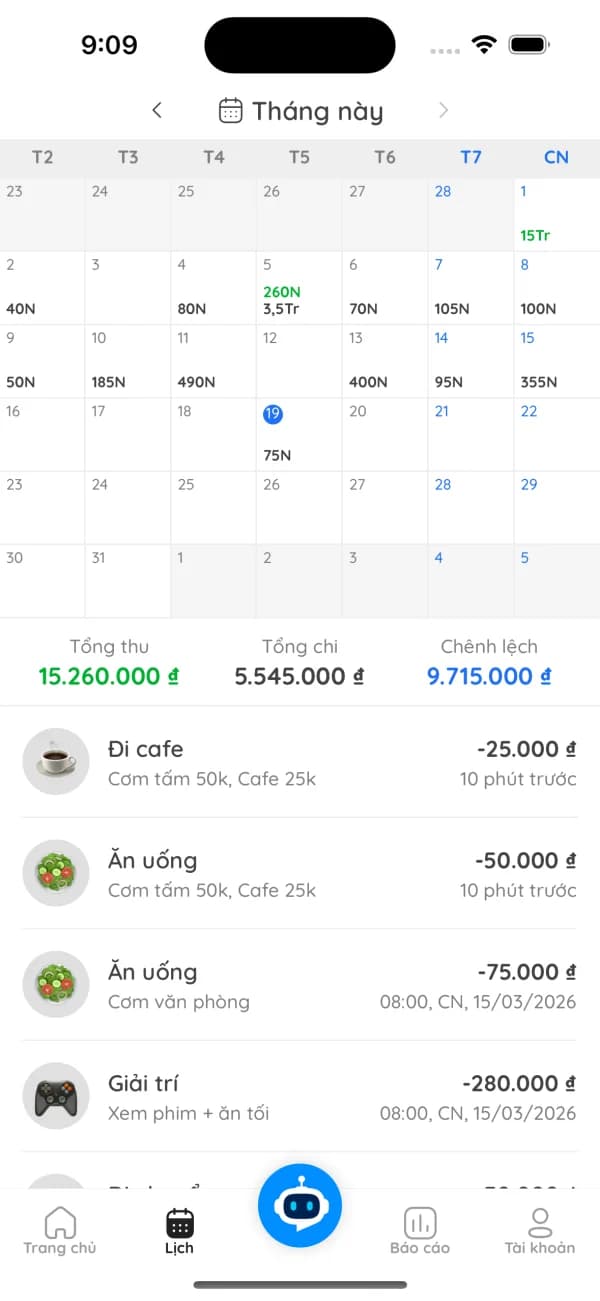 Monify - Lịch chi tiêu và ngân sách cá nhân